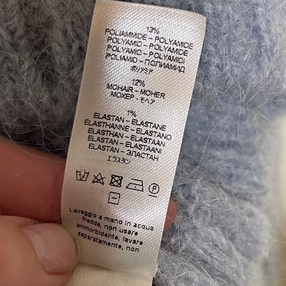 Forte Forte Stretch Brushed Wool Mohair Cardigan in Blue Ciel Sz 1 US S - Picture 6 of 9